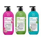 Combo 3 Chai Sữa Tắm Nước Hoa On The Body Dòng Soft & Radiant Hương Lily & Honeysuckle( Xanh lá) 500ml - Hương Herbal Scent (Xanh dương) 500ml Và Peony Musk( Hồng) 500ml