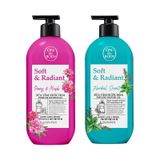 Combo Sữa Tắm Nước Hoa On The Body Dòng Soft & Radiant Hương Peony Musk 500ml Và Hương Lily & Honeysuckle 500ml
