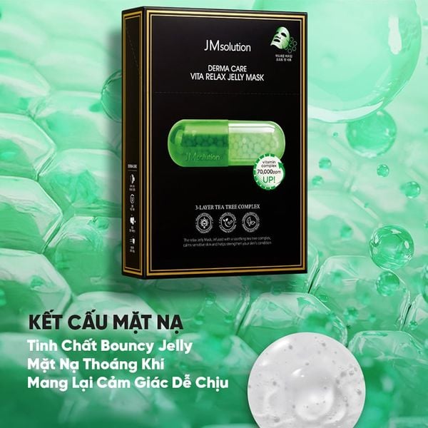 Combo 10 Mặt Nạ JM Solution Derma Care  Vita Jelly Mask - Relax : làm dịu da giảm kích ứng (Màu xanh lá) 30mlx10