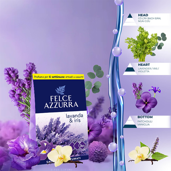 Combo Hộp 3 Túi Thơm Treo Tủ, Ô Tô, Phòng Kín Hương Nước Hoa Cao Cấp Ý Felce Azzurra Hương Hoa Oải Hương 12gx3 + Hộp 3 Túi Thơm Hương Hoa Hồng 12gx3 Và Hộp 3 Túi Thơm Hương Cổ Điển 12gx3