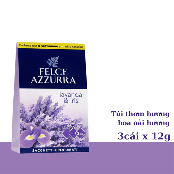 Combo Hộp 3 Túi Thơm Treo Tủ, Ô Tô, Phòng Kín Hương Nước Hoa Cao Cấp Ý Felce Azzurra Hương Hoa Oải Hương 12gx3 Và Hộp 3 Túi Thơm Felce Azzurra Hương Cổ Điển 12gx3