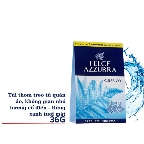 Combo Hộp 3 Túi Thơm Treo Tủ, Ô Tô, Phòng Kín Hương Nước Hoa Cao Cấp Ý Felce Azzurra Hương Hoa Oải Hương 12gx3 Và Hộp 3 Túi Thơm Felce Azzurra Hương Cổ Điển 12gx3