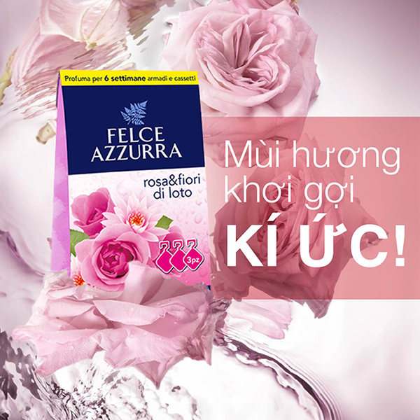 Combo Hộp 3 Túi Thơm Treo Tủ, Ô Tô, Phòng Kín Hương Nước Hoa Cao Cấp Ý Felce Azzurra Hương Hoa Oải Hương 12gx3 + Hộp 3 Túi Thơm Hương Hoa Hồng 12gx3 Và Hộp 3 Túi Thơm Hương Cổ Điển 12gx3