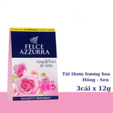Hộp 3 Túi Thơm Treo Tủ, Ô Tô, Phòng Kín Hương Nước Hoa Cao Cấp Ý Felce Azzurra Hương Hoa Hồng 12gx3