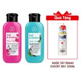 Combo Sữa Tắm Nước Hoa On The Body Dòng Soft & Radiant Peony Musk( Hồng) 200ml Và Sữa Tắm Hương Herbal Scent (Xanh dương) 200ml Tặng Nước Tẩy Trang Sạch Sâu Sugoff 3in1 Cleansing Water 200ml