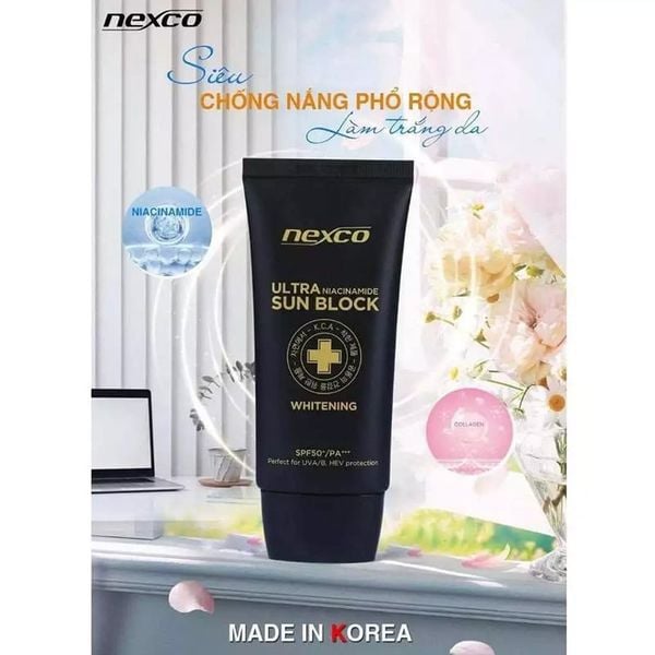 (HSD: 11/2027) Combo 2 Kem Chống Nắng Nâng Tone Nexco Ultra Niacinamide Sun Block Whitening Spf50+ Pa+++ 50Mlx2