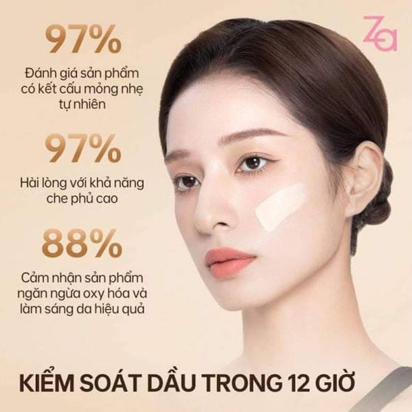 Combo 2 Kem Nền Hỗ Trợ Kiểm Soát Dầu Chống Thấm Nước ZA Insant Invisivle Oil Control 25mlx2 PO00 Tông trắng hồng
