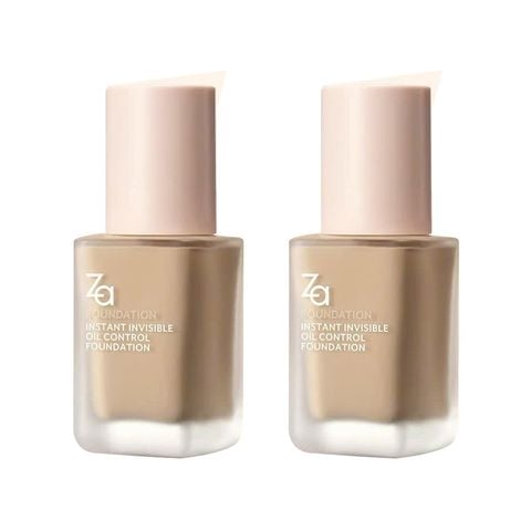 Combo 2 Kem Nền Hỗ Trợ Kiểm Soát Dầu Chống Thấm Nước ZA Insant Invisivle Oil Control 25mlx2 OC10 Tông da tự nhiên