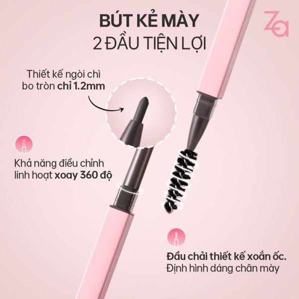 Chì Kẻ Lông Mày Hai Đầu Lâu Trôi Za Detail-Storking Precision 0.17Gr Màu Nâu xám nhạt