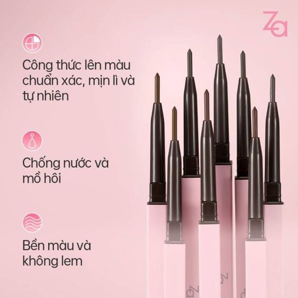 Combo Chì Kẻ Lông Mày Hai Đầu Lâu Trôi Za Detail-Storking Precision 0.17Gr Màu Nâu xám nhạt Và Chì Kẻ Lông Mày Màu Nâu Nhạt 0.17G