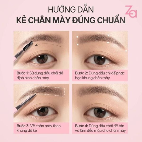 Combo 2 Chì Kẻ Lông Mày Hai Đầu Lâu Trôi Za Detail-Storking Precision 0.17Grx2 Màu Nâu xám nhạt
