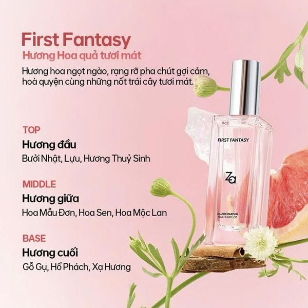 Combo Nước Hoa ZA First Collection Perfume Với 5 mùi Hương: Hương ZA First Kiss - Hương Za First Meet - Hương Za First Fantasy - Hương Za First Dance With You Và Za First First Crush 20mlx5