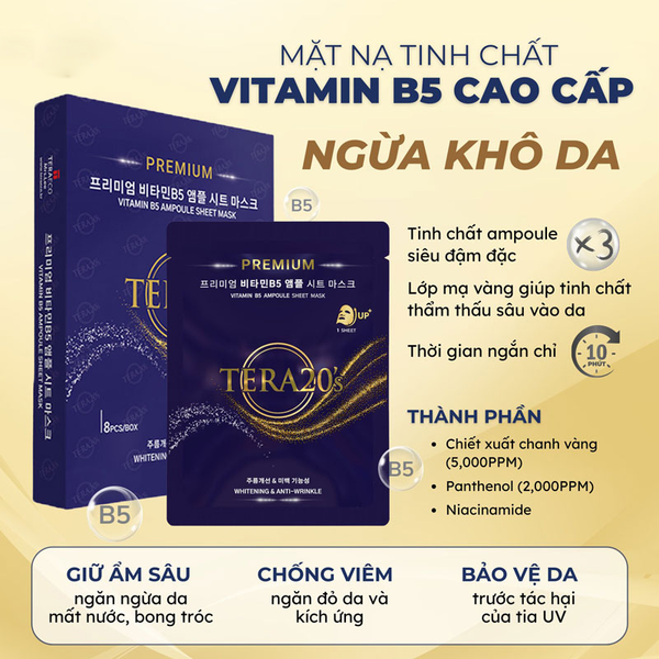 Hộp Mặt Nạ TERA20’s Tinh Chất Cao Cấp Premium 30ml (Hộp 8 miếng)