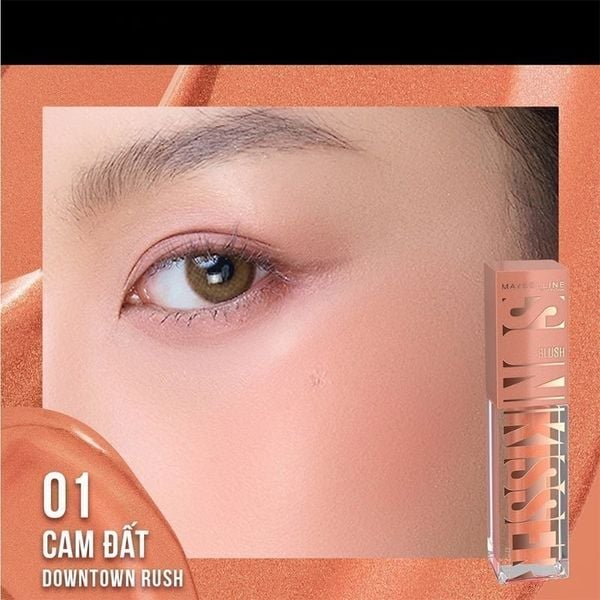 Má Hồng Dạng Kem Sunkisser Căng Mọng Bền Màu 12H Maybelline New York 4.7ml Màu 01 Cam Đất