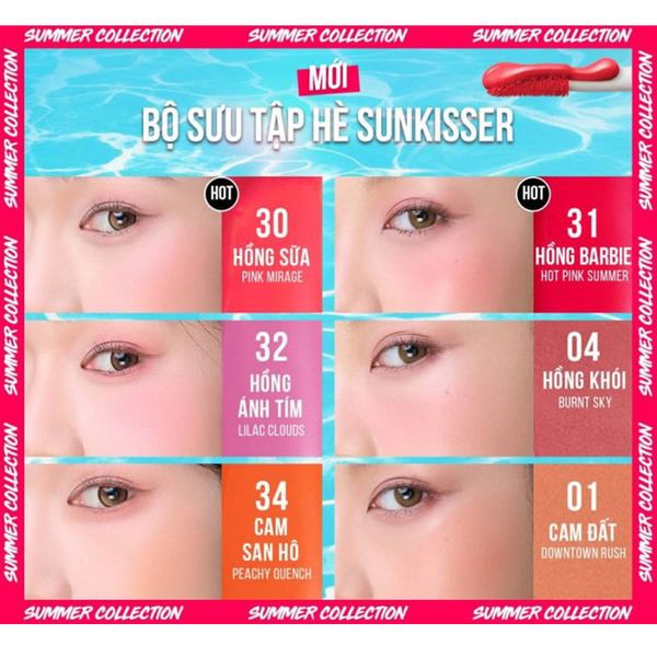 Má Hồng Dạng Kem Sunkisser Hiệu Ứng Matte Căng Mọng Bền Màu 12H Maybelline New York 4.7ml Màu 31 Hồng Barbie