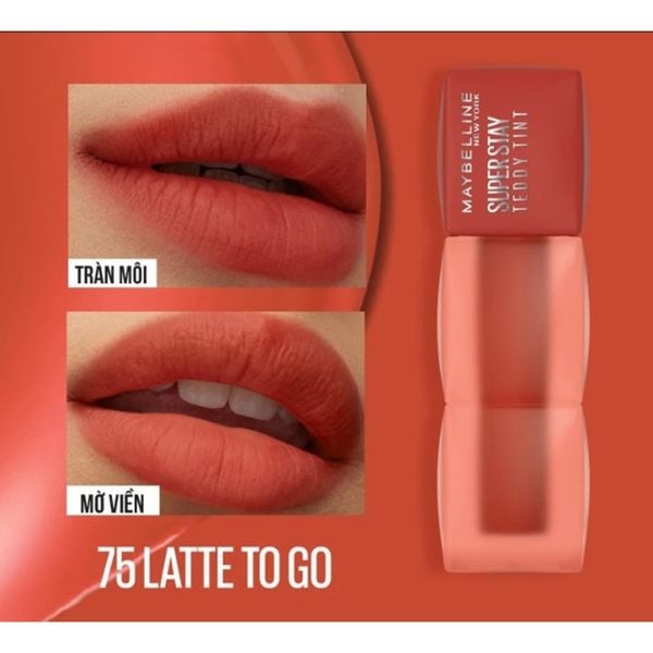 (HSD: 8/2027) Son Kem Maybelline Superstay Teddy Tint 75 Latte To Go 5ml Cam Cháy