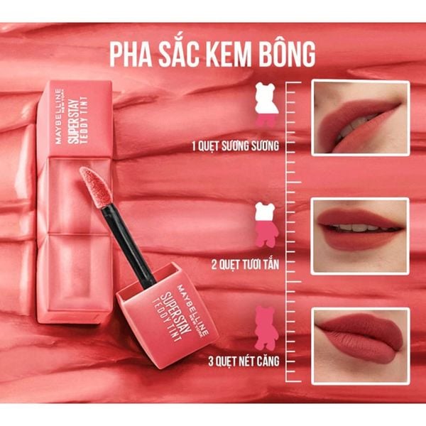 (HSD: 8/2027) Son Kem Maybelline Superstay Teddy Tint 75 Latte To Go 5ml Cam Cháy