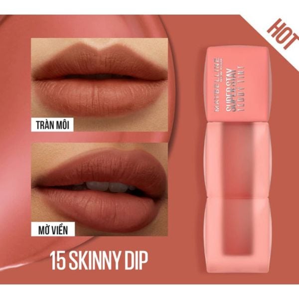 (HSD: 9/2027) Son Kem Maybelline Superstay Teddy Tint 15 Skinnydip 5ml Hồng Đất