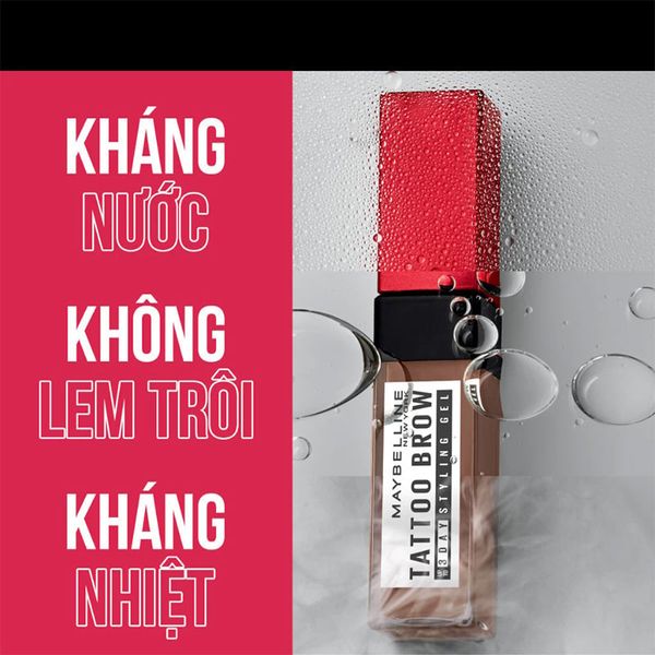 (HSD: 2/2027) Gel Chuốt Lông Mày Maybelline Tattoo Brow 3Day Gel Medium Brown 6ml (Nâu Tự Nhiên)