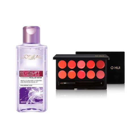 Combo Bảng Son 10 Màu Ohui Rouge Real Palette 10g Và Nước Tẩy Trang L'Oreal Căng Mịn Da Revitalift Hyaluronic Acid Hydrating Micellar Water 95ml