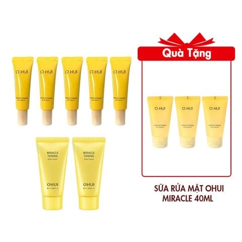 (HSD: 11/2026) Combo 5 Tinh Chất Ohui Miracle Toning Glow Serum 10mlx5 Và Combo 2 Kem Dưỡng Ohui Miracle Toning Glow Cream 25mlx2 Tặng 3 Sữa Rửa Mặt Ohui Miracle Toning Jelly Cleanser 40ml