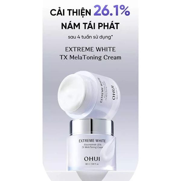 Combo 2 Kem Dưỡng Sáng Chuyên Sâu Cải Thiện Sắc Da OHUI Extreme White Niacinamide 10% TX MelaToning Cream Mini 7mlx2 (Hàng tách set)