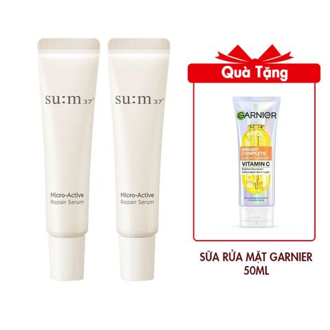 (HSD: 4/2026) Combo 2 Tinh Chất Su:m37 Micro-Active Repair Serum 7mlx2 Tặng Sữa Rửa Mặt Garnier Tạo Bọt Hỗ Trợ Dưỡng Sáng Da 50ml