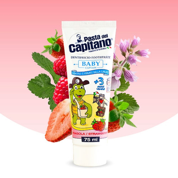 (HSD: 7/2026) Kem Đánh Răng Capitano Cho Bé 3+ Hương Dâu Pasta Del Capitano 1905 Baby Strawberry 75ml