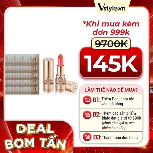 Combo 50 Kem Dưỡng Whoo Tái Sinh Chống Lão Hóa Ultimate Regenerating Cream 1mlx50 Và Son Lì Ohui The First Geniture Lipstick Minisize Màu Coral 2g (DEAL BOM TẤN 999K)
