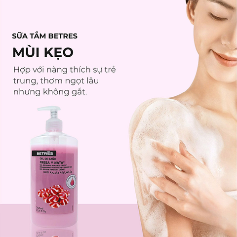 Combo 2 Gel Sữa Tắm Betres  Strawberry & Cream Của Ba Lan 750mlx2