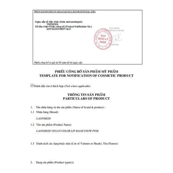 Son Dưỡng Môi Thuần Chay Laonmedi Vegan Color Lip Balm 3g (Có 3 màu lựa chọn)