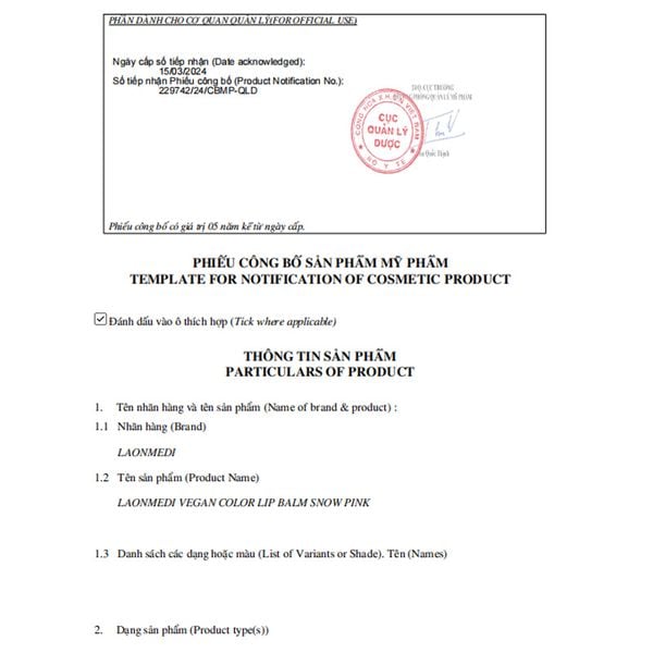 Son Dưỡng Môi Thuần Chay Laonmedi Vegan Color Lip Balm 3g (Có 3 màu lựa chọn)