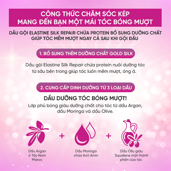 Combo 2 Dầu Gội Elastine Hương Phấn Em Bé Baby Powder 550mlx2