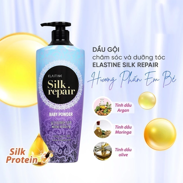 Combo 2 Dầu Gội Elastine Hương Phấn Em Bé Baby Powder 550mlx2