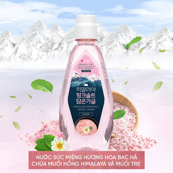 (HSD: 12/2026) Combo 2 Nước Súc Miệng Bamboo Salt Muối Hồng Himalaya Bạc Hà Mát Dịu 320mlx2
