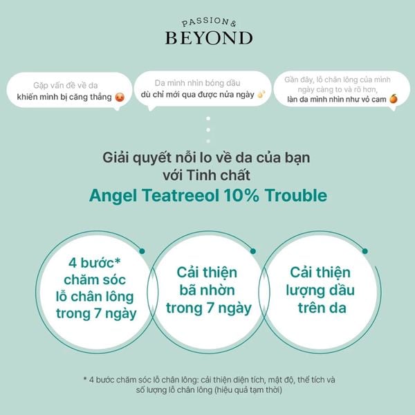 Tinh Chất Tràm Trà Thuần Chay Dưỡng Ẩm Beyond Angel Teatreeol 10% Trouble Ampoule 30ml