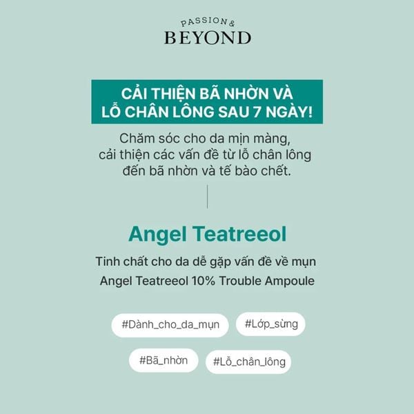 Combo 2 Tinh Chất Tràm Trà Thuần Chay Dưỡng Ẩm Beyond Angel Teatreeol 10% Trouble Ampoule 30mlx2