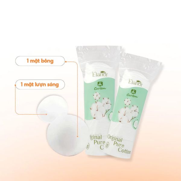 Combo 2 Bông Tẩy Trang Cotton Tự Nhiên Elanor Original Pure Cotton 80 miếng (1 gói) x2