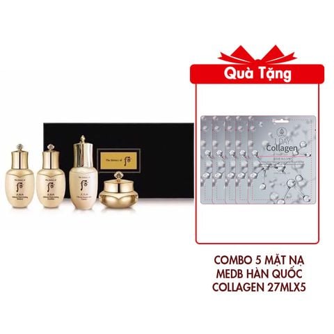 (HSD: 5/2027) Bộ Dưỡng Da Tái Sinh Trẻ Hóa Căng Mịn Da Whoo Ultimate Regenerating 4pcs Tặng Combo 5 Mặt Nạ Dưỡng Da MedB Hàn Quốc Collagen 27mlx5