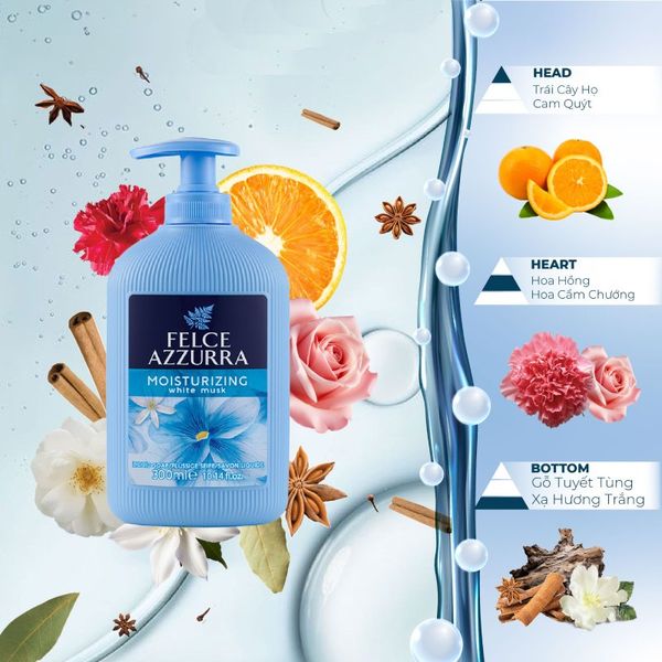 (HSD: 06/2026) Sữa Rửa Tay Felce Azzurra Hương Nước Hoa Xạ Hương Trắng 300ml