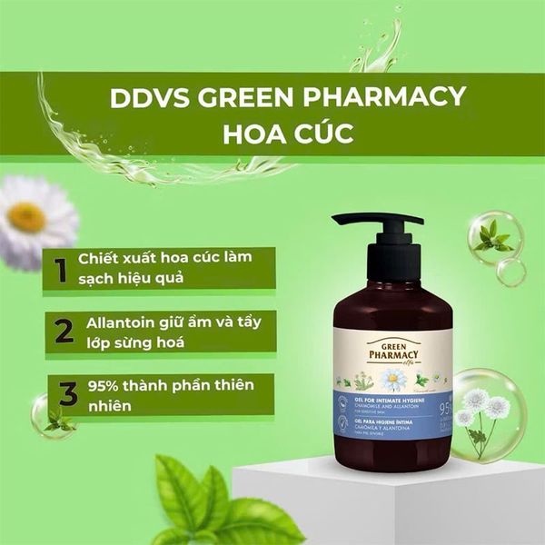 Combo Dung Dịch Vệ Sinh Phụ Nữ Làm Dịu Da, Cân Bằng Độ PH Vùng Kín Green Pharmacy Chiết Xuất Hoa Cúc 370ml Và Chiết Xuất Cây Trà 370ml