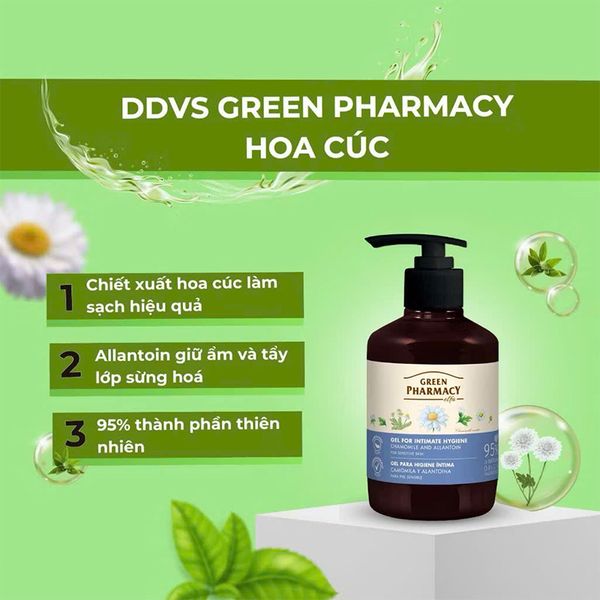 Combo 2 Dung Dịch Vệ Sinh Phụ Nữ Làm Dịu Da, Cân Bằng Độ PH Vùng Kín Green Pharmacy Chiết Xuất Hoa Cúc 370mlx2