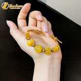  Vòng tay lu thống ngũ điếu túi cỏ 4 lá hồ ly đá mắt hổ vàng đồng tâm hợp mệnh kim thổ 