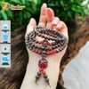  Vòng tay hạt gỗ trầm hương sánh chìm 108 hạt size 6 li mix hoa sen trầm sánh cỏ 4 lá đá garnet 