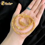  Chuỗi Cuốn Nhiều Vòng Đá Thạch Anh Tóc Vàng Mix Ngũ Điếu charm cỏ 4 lá Tài Lộc May Mắn Bình An 