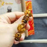  Vòng tay lu thống ngũ điếu túi tiền cỏ 4 lá hồ ly mắt hổ nâu vàng hợp mệnh kim thổ 