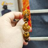  Vòng tay lu thống ngũ điếu túi tiền cỏ 4 lá hồ ly mắt hổ nâu vàng hợp mệnh kim thổ 