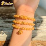 Chuỗi Vòng Tay Đá Thạch Anh Tóc Vàng Cuốn Nhiều Vòng Mix Ngũ Điếu Treo Túi Tiền Tài Lộc May Mắn Bình An 