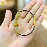  Vòng tay ngũ điếu mix lu thống mix hồ ly chúa xòe đuôi thạch anh tóc vàng hợp mệnh kim thổ trợ duyên 