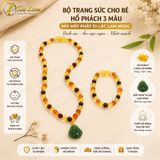  Bộ trang sức amber cho bé vòng hổ phách nhiều màu mix mặt phật di lặc lam ngọc bình an may mắn 